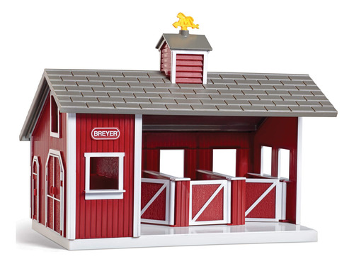 Conjunto Estável Breyer 59197 Vermelho Com 2 Cavalos E Acess