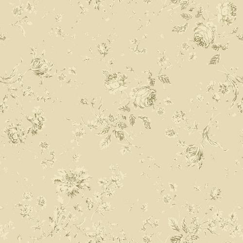 Papel De Parede Adesivo Floral Cor Palha Tecido Envelhecido