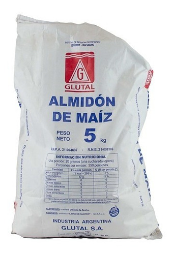 Fecula De Maiz Glutal X 5 Kg Almidon De Maiz Sin Tacc