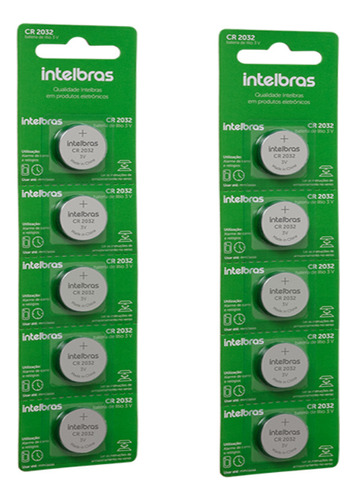 Kit 10 Bateria Litio 3v Cr 2032 Controle Remoto Intelbras