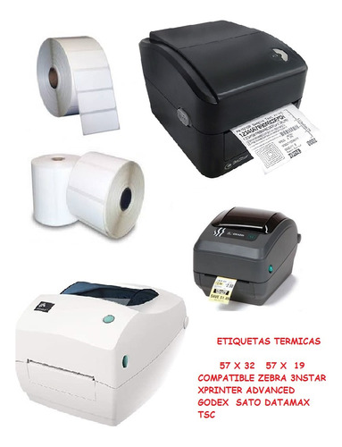 Caja Etiquetas  Impresoras Termicas Codigo Barra 6 Rollos