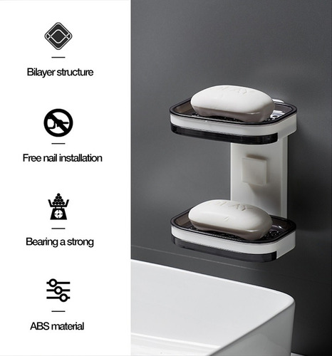 Jabonera De Pared Con Adhesivo Doble Capa Con Drenaje Baño