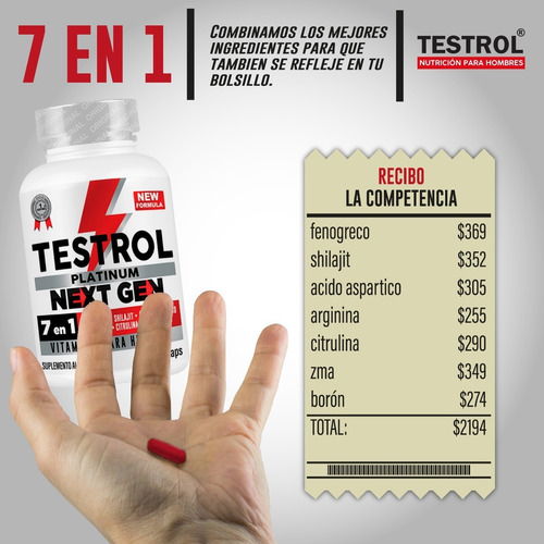Imagen 4 de 5 de Testrol | Platinum Next Gen 7 En 1 | Precusor De No2