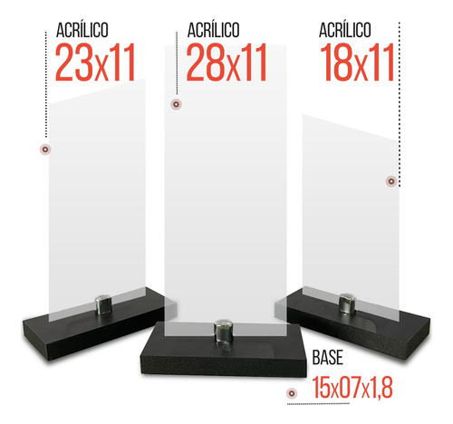 Troféu Acrílico Sem Personalização - Kit 3un