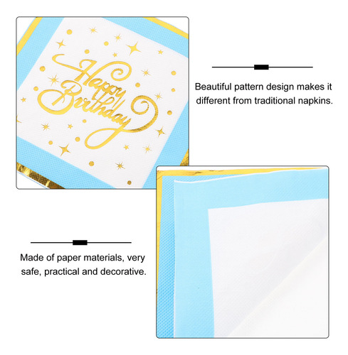 16pcs Happy Birthday Party Hot Stamping Printed Tissue Napki