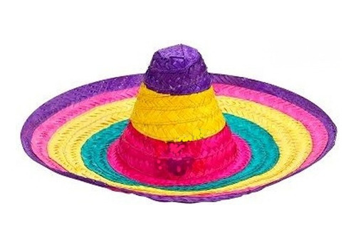 Sombrero Mexicano Multicolor Cotillon Disfraz Eventos