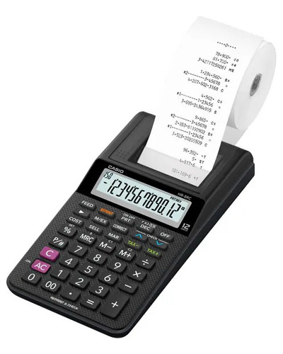Calculadora Casio Hr-8rc- Impresora 12 Dígitos Negro Pilas