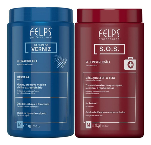 Felps Cronograma Capilar Sos + Banho De Verniz 1kg + Brinde