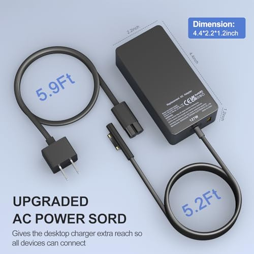 Cargador Surface Pro 127w, Reemplazo De Cargador Surface