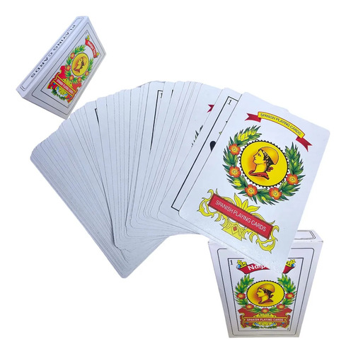 Juego De Cartas Mazo Baraja Española Encerada Economica 3pz Rojo Naipes Español