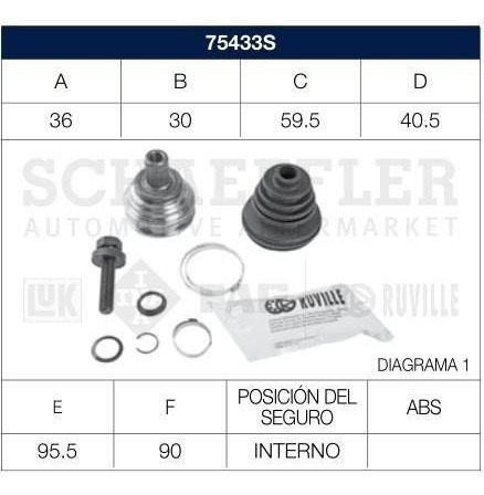 Junta Homocinética Lado Rueda Vw Golf A6 1.4t 2013 Jetta A6