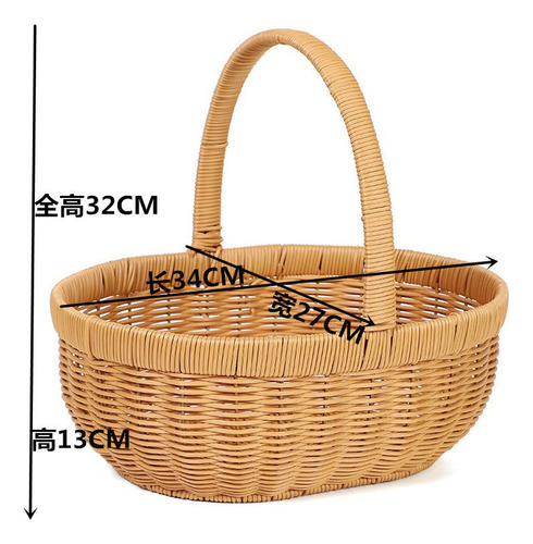 Canasta De Imitación De Mimbre Tejida A Mano Para Picnic