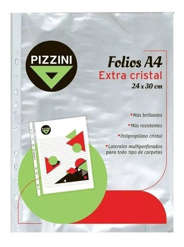 Folios A4 Extra Cristal Pizzini 50 Micrones X 10 Unidades