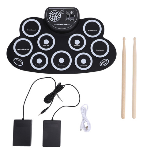 Juego Electrónico De Tambores Enrollables De 9 Almohadillas,