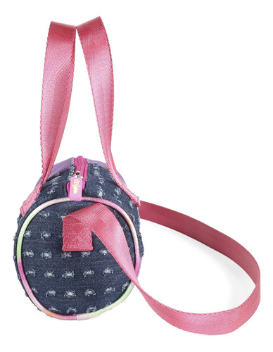 Bolsa Crossbody Cloe Textil Para Niña Diseño Parches Denim Color Lila