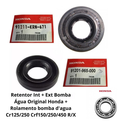 Retentor Int&ext Bomba Água Original Honda + Rolamento Crf 