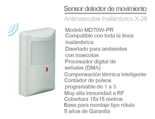 Imagen 3 de 6 de Sensor Movimiento Inalambrico Antimascotas Md70w Pr Alarmas