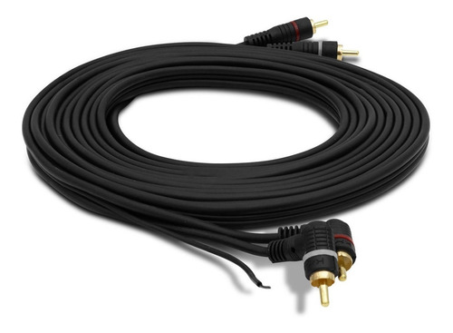 Conjunto 10 Cabos Rca Kx3 Flexível 5 M Preto Som Automotivo