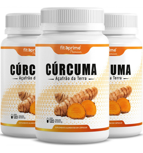 Imagem 1 de 4 de Kit 3 Cúrcuma Longa Açafrão Da Terra 600mg 120cps Fitoprime