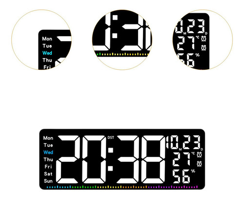 Reloj De Pared Digital, Con Decoración De Visualización De
