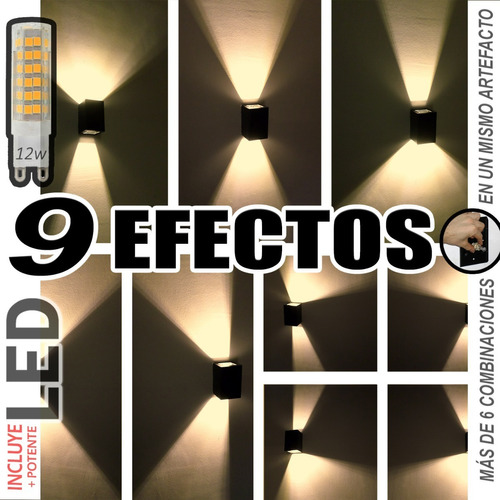 Aplique Pared Exterior Luz Transformable 9 Efectos - Led 12w