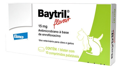 Baytril Flavour 15mg C/10 Comprimidos Palatáveis