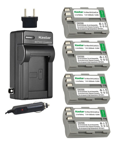 Kit 4 Baterias + Cargador En-el3e Kastar Nikon D80 D90 D300