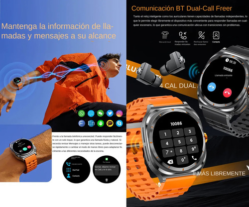 Reloj Inteligente 2 En 1 Con Auriculares Bluetooth Hombre A