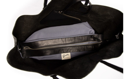 Cartera Cuero Sobre Desmontable Guido Shopping Bag Formal Color Negro