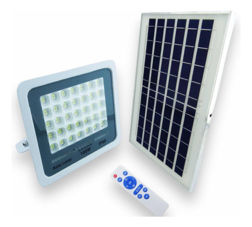 Proyector Solar Led 100 W 140 Led Control Indicador De Carga