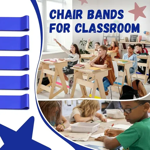 Paquete 6 bandas elásticas para sillas para niños con pies inquietos bandas elásticas flexibles sentarse bandas elásticas negras pies antiestrés artículos imprescindibles primaria herramientas TDAH