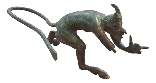 Escultura Antigua Bronce Motivo Sátiro Con Averias (Usado)