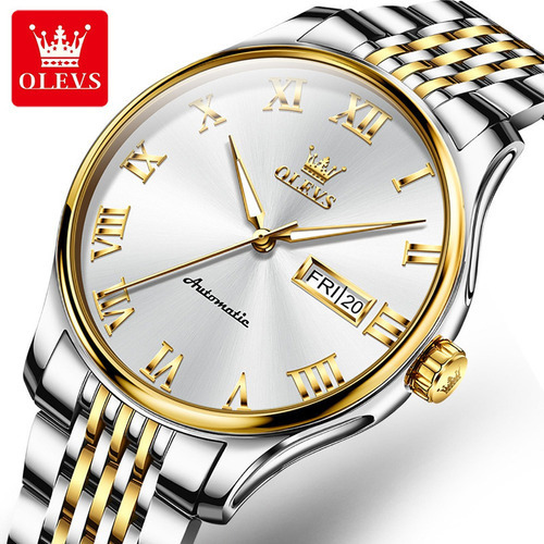 Reloj Automático Olevs 9929 Business Luminous Calendar Color del fondo Silver Gold White