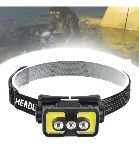 Linterna Frontal Led Resistente Al Agua, Luz 3 Cuentas Led