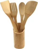 Comprar Set Espatulas Pala Cuchara Bambu Utensilio Con Base 4 Piezas