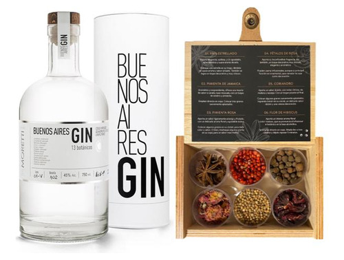 Gin Buenos Aires Con Estuche 750ml + Estuche Mix 6 Botánicos