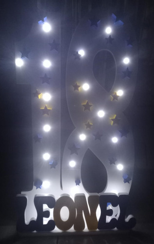 Nro 18 Con Luces Led Grande 1 Metro Con Nombre Decorado Boca