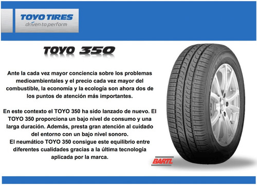 Imagen 3 de 7 de Cubierta 165/70 R13 Toyo 350 Colocada Y Balanceada Neumático