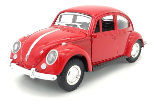 Carrinho De Ferro Miniatura Fusca Brinquedo 1:32 Vermelho