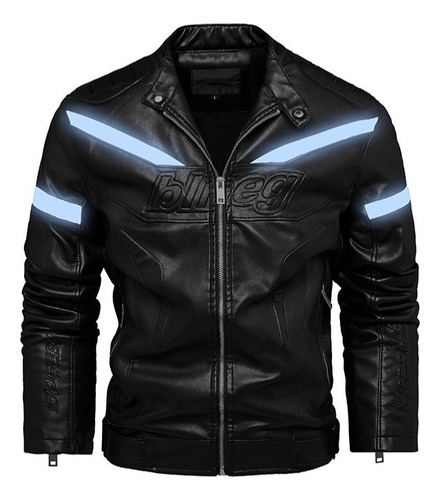 Chaqueta De Cuero Pu Reflectante De Moda For Hombre .