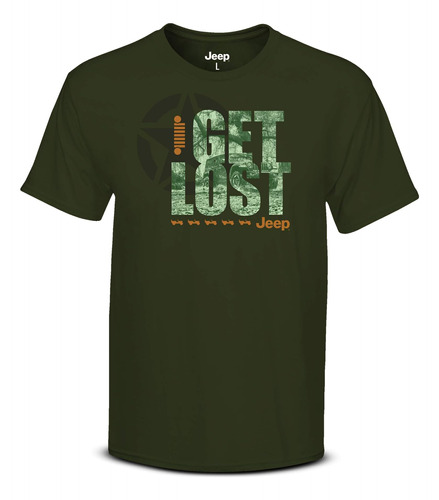 Camiseta Jeep Wrangler Get Lost Para Hombre (s) Verde Milita
