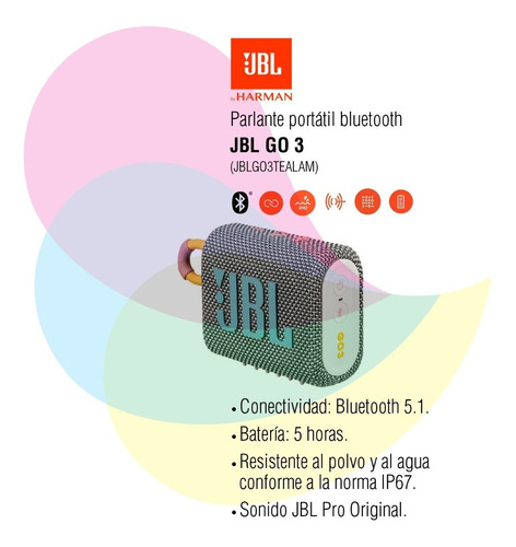 Imagen 2 de 9 de Parlante Jbl Go 3 Jblgo3gryam Grey Cuotas
