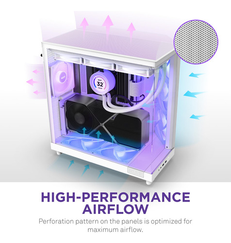 Case Nzxt H6 Flow Rgb Mid-tower Airflow Con 3 Ventiladores R
