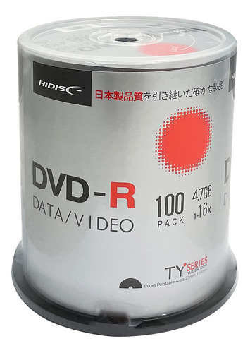 Hidisc Ty Series Dvd-r 16 X 4,7 Gb Cubo De Inyeccin De Tinta