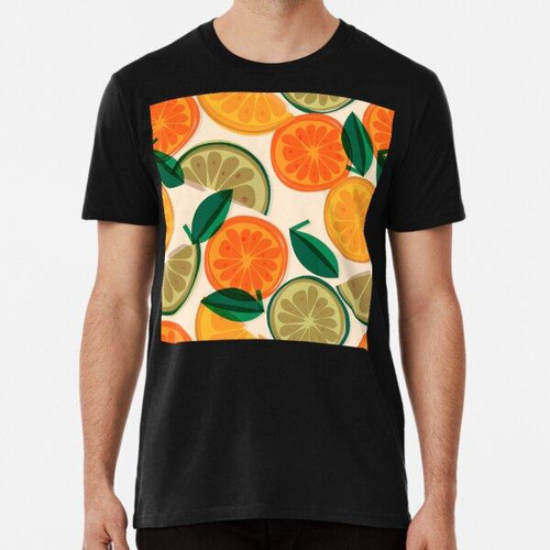 Remera Diseño De Patrón De Árbol De Fruta De Naranja Limón A