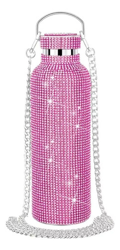 Botella De Agua Termo Portátil Con Purpurina Y Diamantes