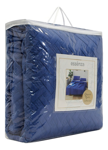 Edredón Azul Con Textura Classic Blue Queen Diseño De La Tela Liso