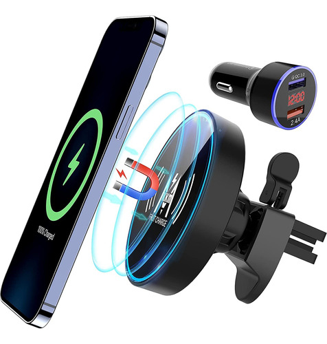 Kkm Cargador Coche Inalambrico Magnetico Para iPhone 14 Pro