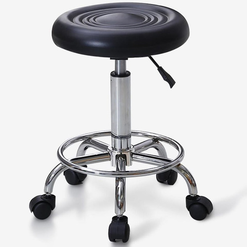 Taburete Giratorio Con Ruedas Base Cromada Oferta