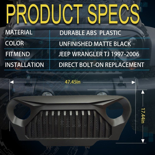 Imagen 5 de 10 de Parrilla Jeep Wrangler Tj 97 - 06 Enojado Angry Bird Rubicon